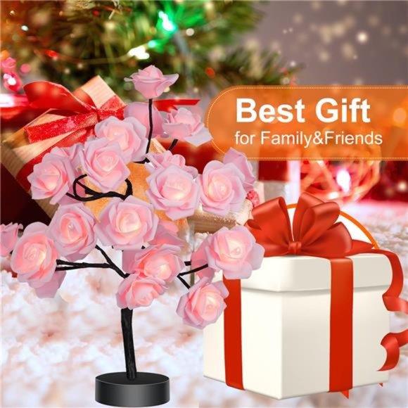 Birthday Mother's Day Valentine's Day Christmas Gifts Pink Flower Rose Tree lamp - Picture 6 of 6